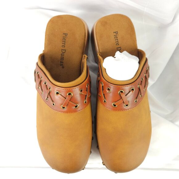 NIB Pierre Dumas Womens 7.5 M Tan Jeda-3 Closed Toe Slide On Clogs - Picture 3 of 10